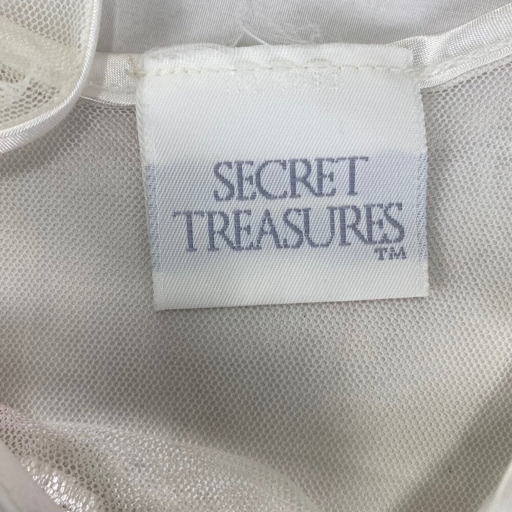 Vtg Teddy Slip Dress | White | Sheer Mesh Lace Sequin | Angelcore Coquette - Picture 3 of 8